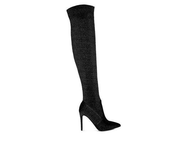 Women's London Rag Tigerlily Over The Knee Stiletto Boots in Black color