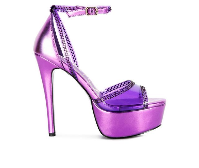 Women's London Rag Cinderella Platform Heels in Purple color