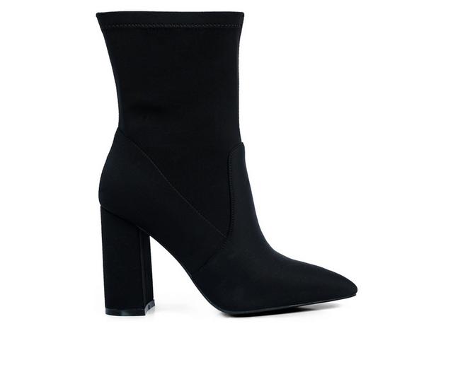 Women's London Rag Tomps Mid Calf Heeled Booties in Black color