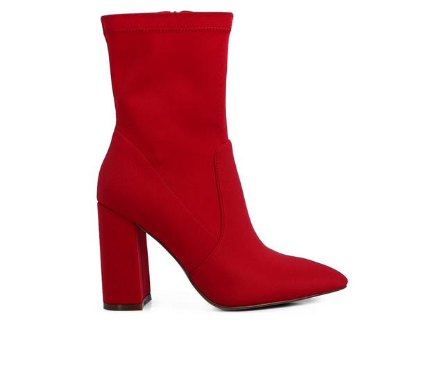 Women's London Rag Tomps Mid Calf Heeled Booties in Red color