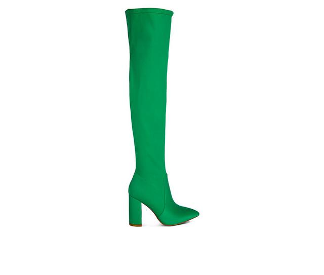 Women's London Rag Schiffer Over The Knee Heeled Boots in Green color