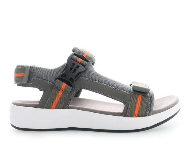 Men's Propet Eli Outdoor Sandals in Grey/Orange color