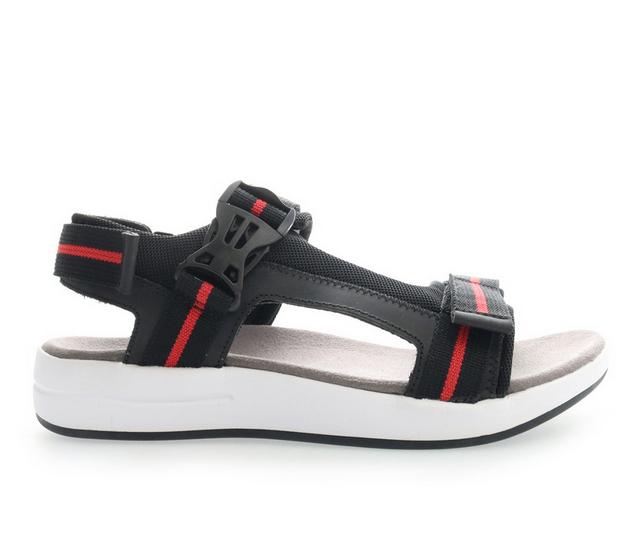 Men's Propet Eli Outdoor Sandals in Black/Red color