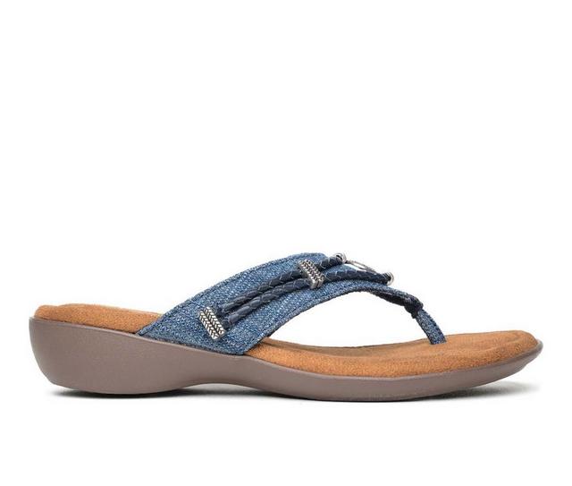 Women's Minnetonka Silverthorne 360 Wedge Sandals in Blue Denim color
