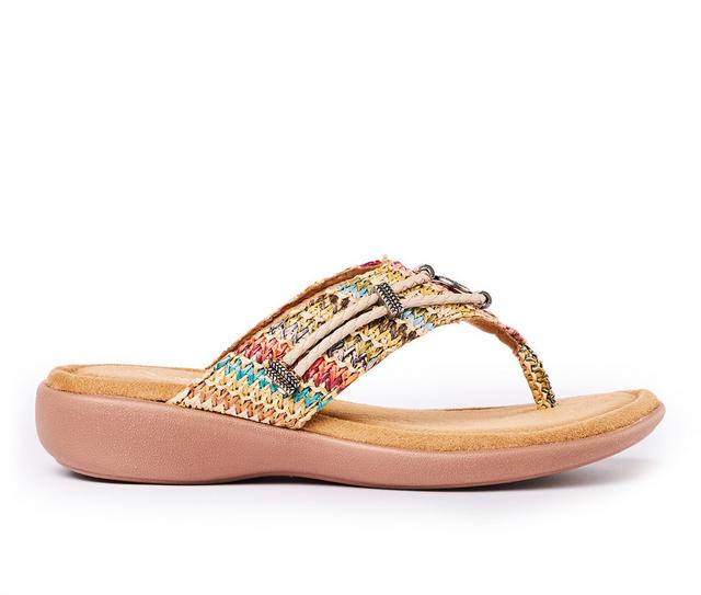 Women's Minnetonka Silverthorne 360 Wedge Sandals in Tan Multi color
