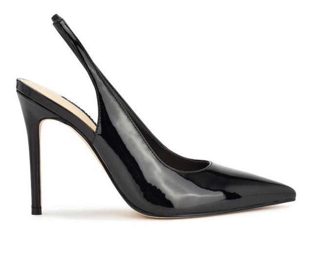 Women's Nine West Feather Slingback Stiletto Pumps in Black II color