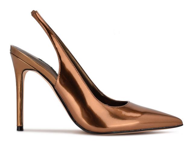 Women's Nine West Feather Slingback Stiletto Pumps in Bronze color
