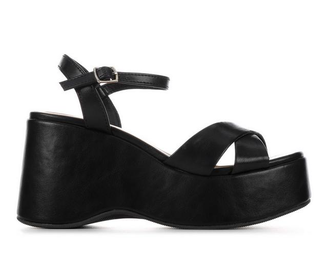 Women's Soda Techno Platform Wedges in Black color