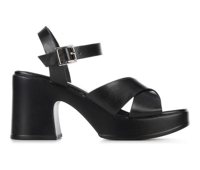 Women's Soda Touch Platform Heeled Sandals in Black color