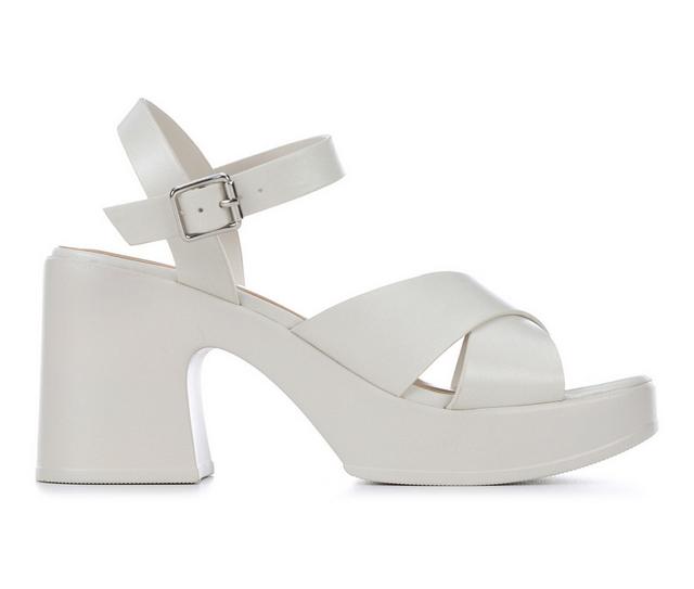 Women's Soda Touch Platform Heeled Sandals in Off White color
