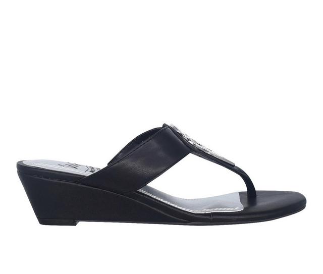 Women's Impo Guiness Wedge Sandals in Black color