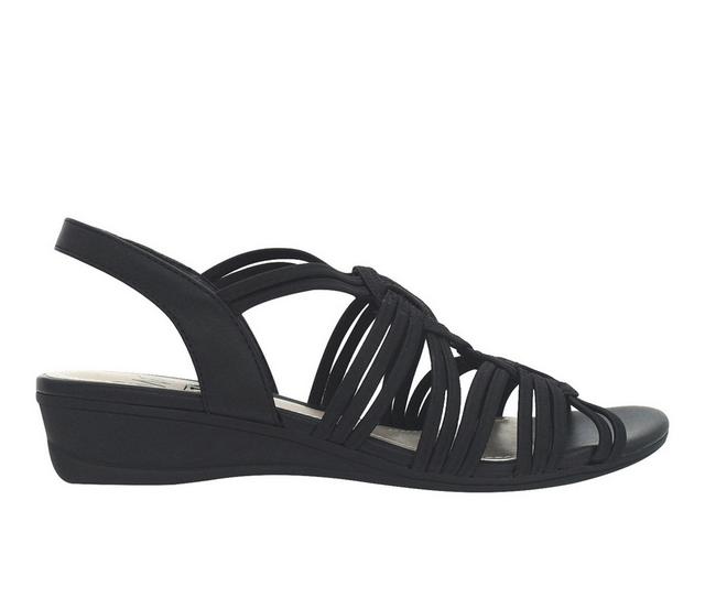 Women's Impo Riya Low Wedge Sandals in Black color