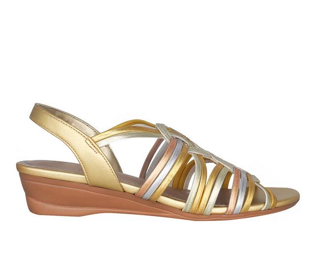 Women's Impo Riya Low Wedge Sandals in Metallic Multi color