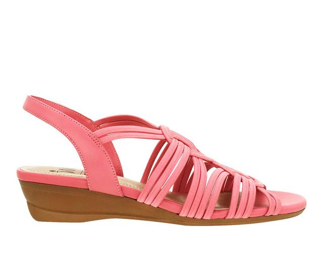 Women's Impo Riya Low Wedge Sandals in Rosey Coral color