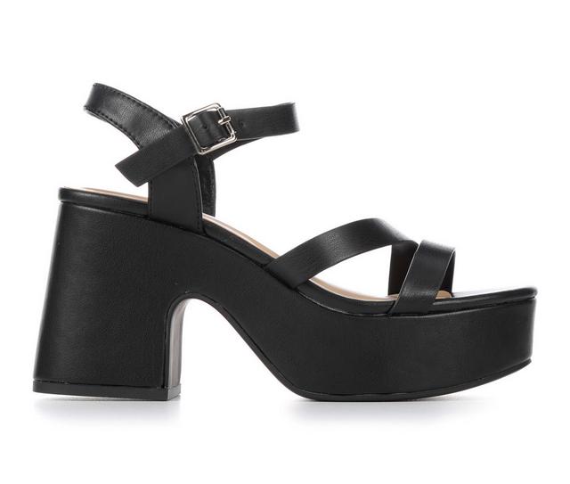 Women's Soda Kura Platform Dress Sandals in Black color