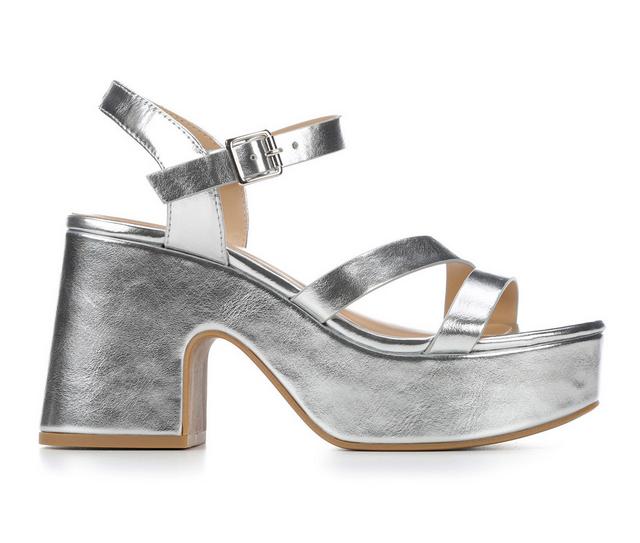 Women's Soda Kura Platform Dress Sandals in Silver color