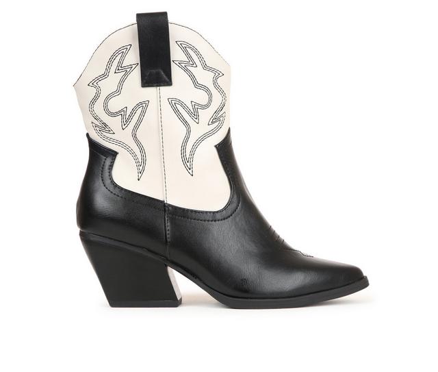 Women's Soda Blazing-S Western Boots in Black/Off White color