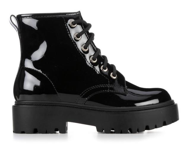 Girls' Unr8ed Little & Big Kid Felicia Combat Boots in Black Patent color