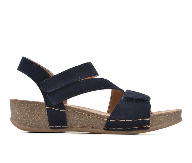 Women's White Mountain Fern Wedges in Navy/Suede color