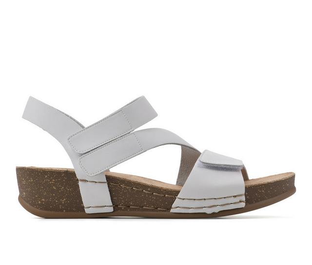 Women's White Mountain Fern Wedges in White/Leather color