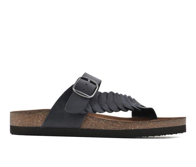 Women's White Mountain Happier Footbed Sandals in Navy Leather color