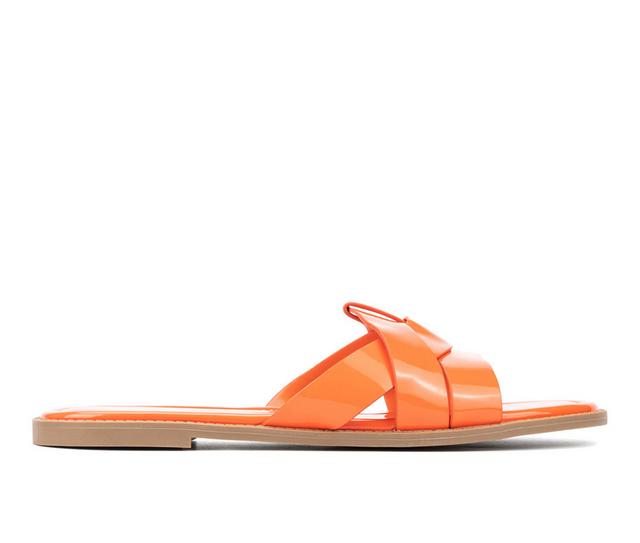 Women's Fashion to Figure Tiana Wide Width Sandals in Orange Patent W color