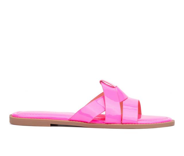 Women's Fashion to Figure Tiana Wide Width Sandals in Neon Pink W color