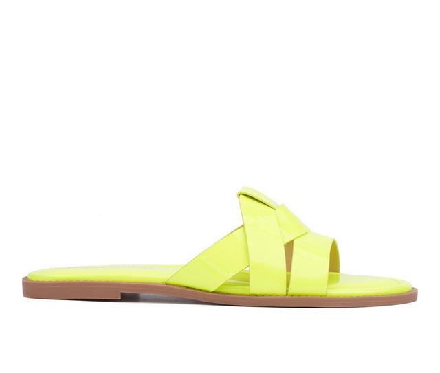 Women's Fashion to Figure Tiana Wide Width Sandals in Yellow Neon W color