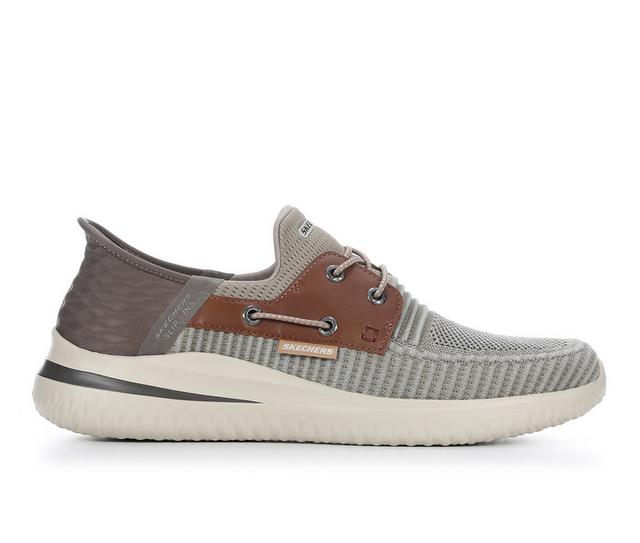 Men's Skechers 210606 Roth Slip-In Boat Shoes in Taupe Brown color