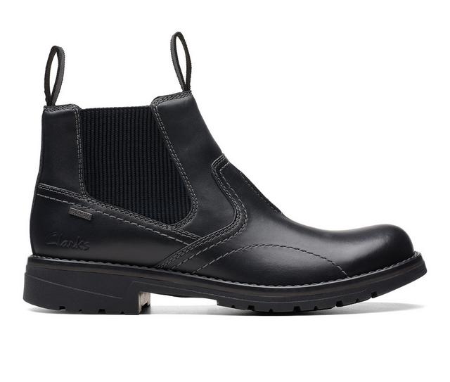 Men's Clarks Morris Easy Chelsea Boots in Black Leather color