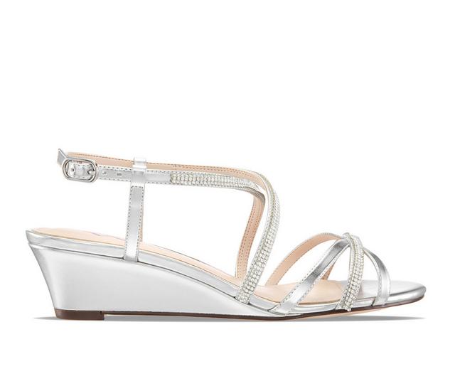 Women's N by Nina Franya Special Occasion Wedge Sandals in Silver color