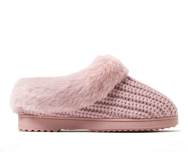 Dearfoams Hannah Festive Knit Clog Slippers in Pale Mauve color