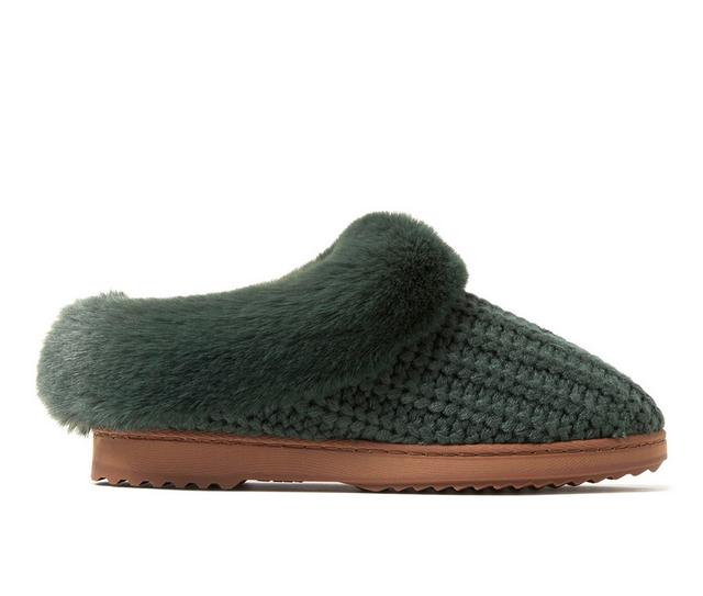 Dearfoams Hannah Festive Knit Clog Slippers in Forest color