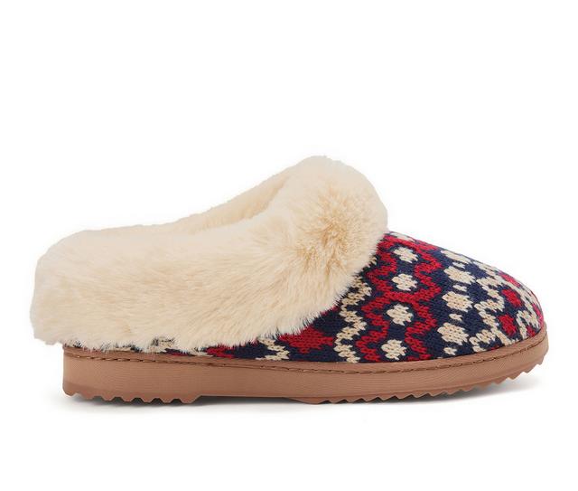 Dearfoams Hannah Festive Knit Clog Slippers in Red Combo color