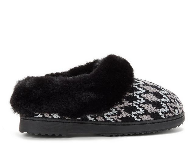 Dearfoams Hannah Festive Knit Clog Slippers in Black Combo color