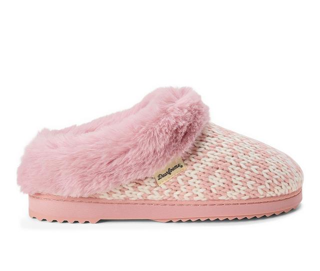 Dearfoams Hannah Festive Knit Clog Slippers in Pink/White color
