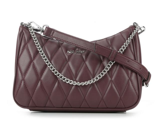 Nine West Peetra Top Zip Crossbody Handbag in Merlot color