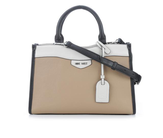 Nine West Levvy Satchel Handbag in Dark Khaki Mult color