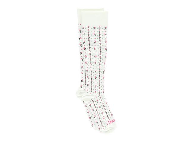 LEGALE Floral All Over Compression Socks in Ivory color