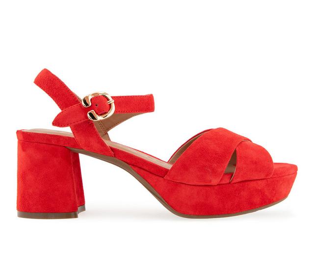 Women's Aerosoles Cosmos Dress Sandals in Red Suede color
