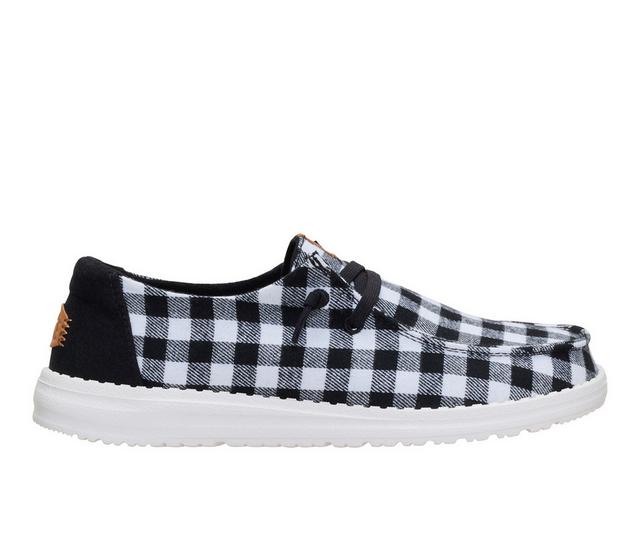 Women's HEYDUDE Wendy Buffalo Plaid in Black/Egret color