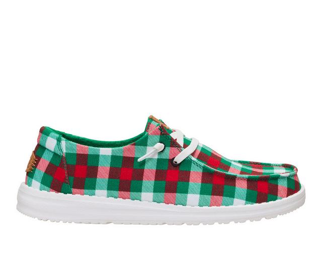 Women's HEYDUDE Wendy Buffalo Plaid in Red/Green color