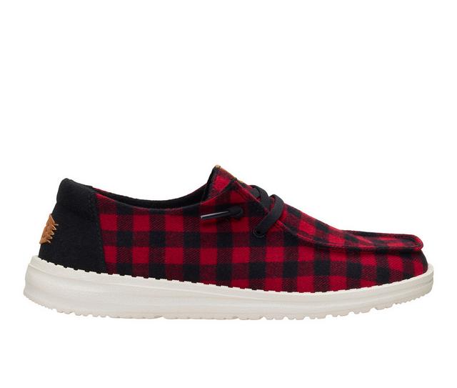 Women's HEYDUDE Wendy Buffalo Plaid in Flame/Black color