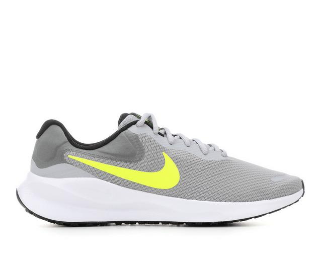 Men's Nike Revolution 7 Running Shoes in Gry/Vlt/Blk 002 color