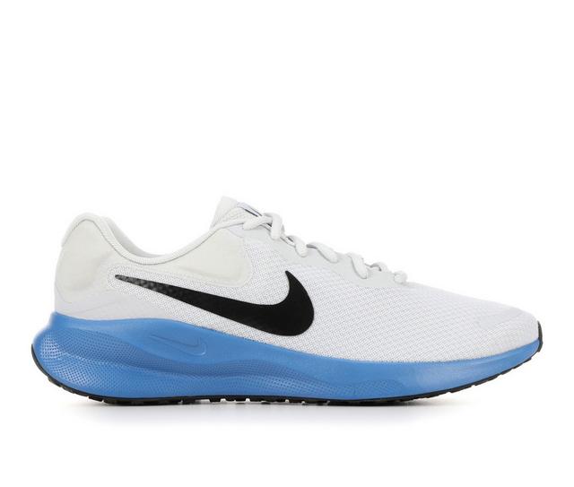 Men's Nike Revolution 7 Running Shoes in Plat/Blu/Vlt043 color
