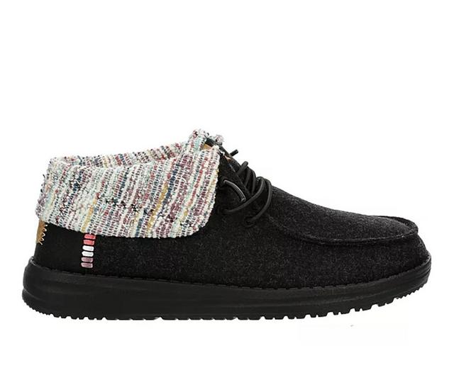 Women's HEYDUDE Wendy Fold Baja Casual Shoes in Black color