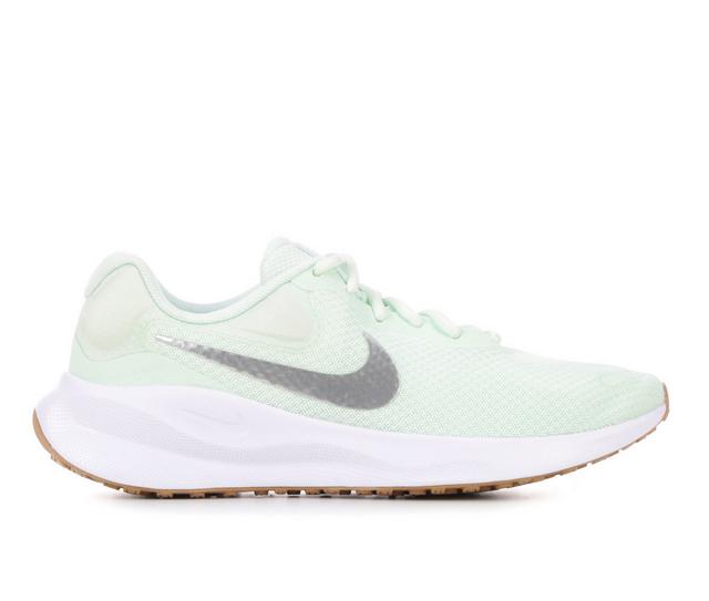 Women's Nike Revolution 7 Running Shoes in Green/Silver color