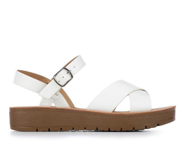 Women's Soda Chester-S Wedge Sandals in White PU color