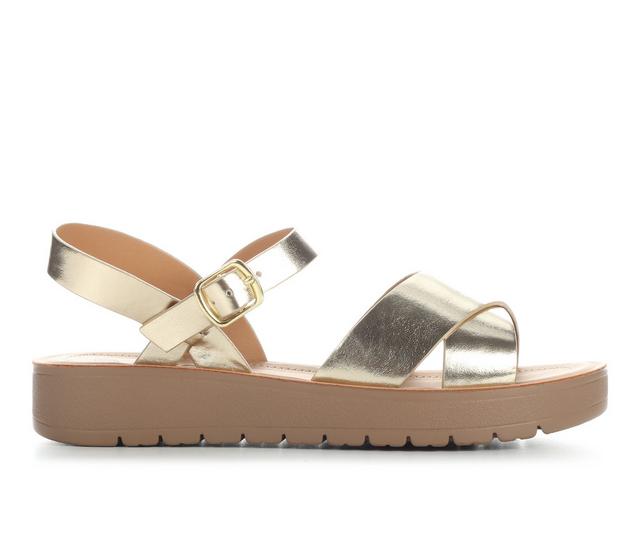 Women's Soda Chester-S Wedge Sandals in Gold color