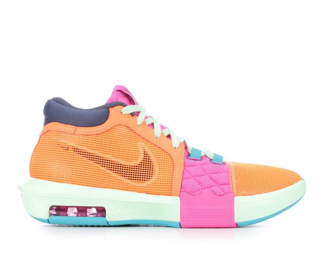 Men's Nike Lebron Witness VIII Basketball Shoes in Org/Blu/Pink800 color